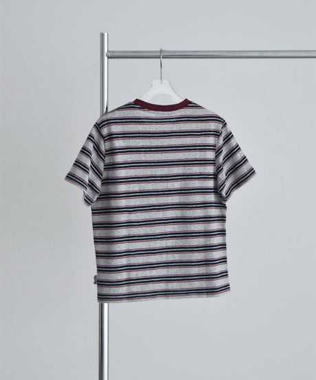 nh-tops-02627  Multi-Stripe Loose T-Shirt  Gray