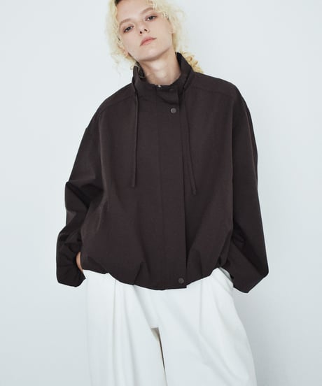outer-02105 Stand Collar Balloon Blouson Ecru Brown Black
