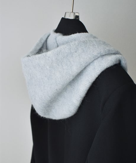 muffler-02026 Wool Blend Hooded Scarf Beige Brown Gray Black