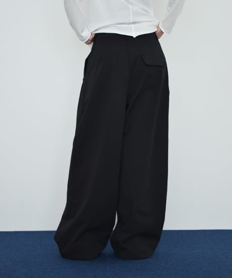bottoms-02337 Waist Design Cocoon Pants Khaki Black