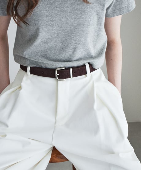 nh-belt-02042 Silver Buckle Suede Belt Brown Black