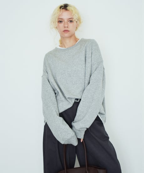 nh-tops-02637 Layered-Look Cut Sewn Top Lavender Charcoal