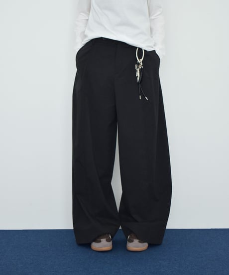 bottoms-02337 Waist Design Cocoon Pants Khaki Black