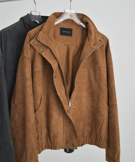 outer-02104 Suede-like Stand Blouson Camel Gray