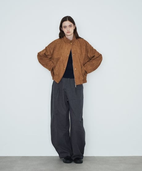 outer-02104 Suede-like Stand Blouson Camel Gray