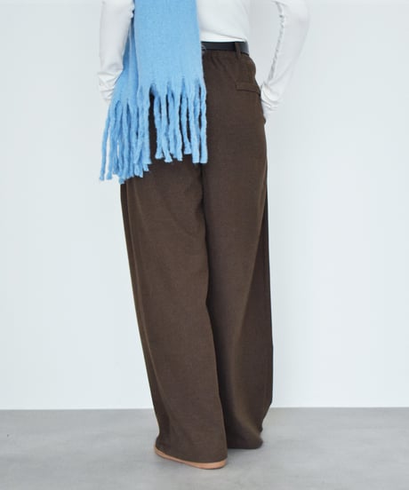 bottoms-02340 Relaxed Tuck Wide Pants 《2 Length Sizes》 Brown DarkGray