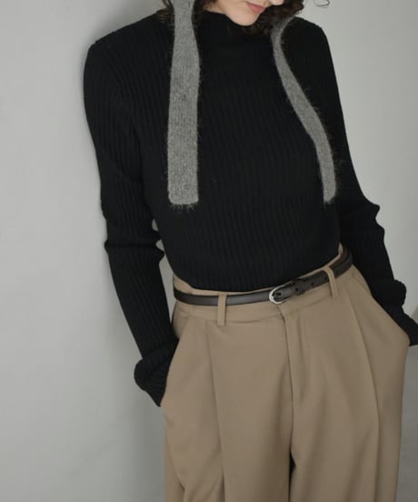 knit-02305　Ripple High Neck Knit  Ivory  Brown  Black