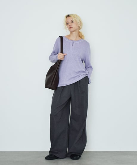 tops-02636 Cutoff Light Sweat Pullover Gray Black