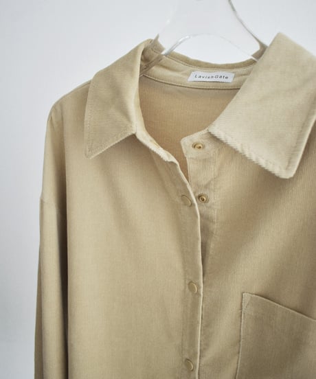 tops-02634 Corduroy Overshirt Beige Khaki