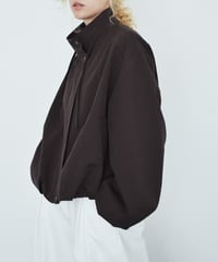 outer-02105 Stand Collar Balloon Blouson Ecru Brown Black