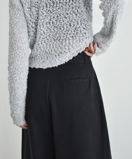 bottoms-02335 Hem tuck wide pants Beige Gray Black