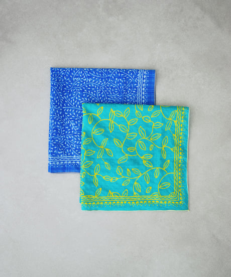 mb-scarf-02005 Botanical Pattern Bandana Green Blue