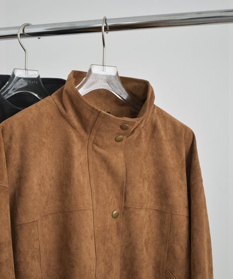 outer-02104 Suede-like Stand Blouson Camel Gray