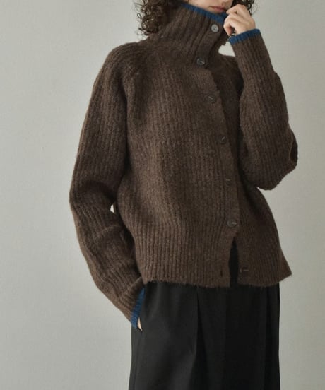 knit-02349　Bicolor High-neck Knit　Gray Brown