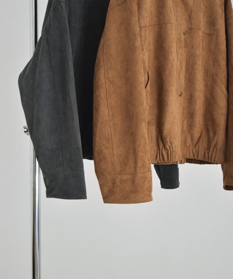 outer-02104 Suede-like Stand Blouson Camel Gray