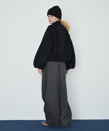 outer-02105 Stand Collar Balloon Blouson Ecru Brown Black