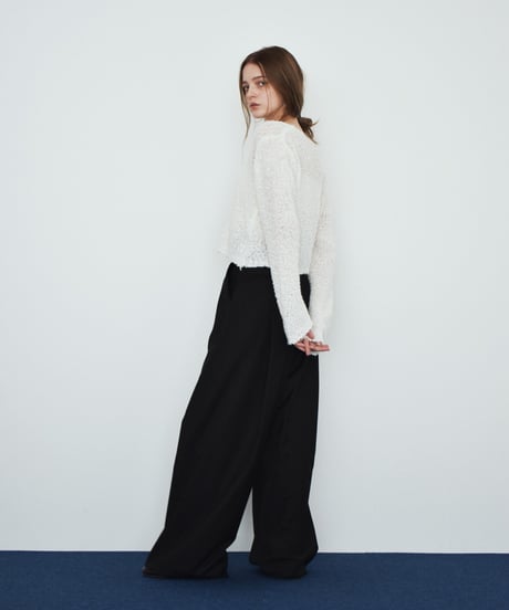 knit-02391  Bouclé Compact Cardigan  Gray Off-White