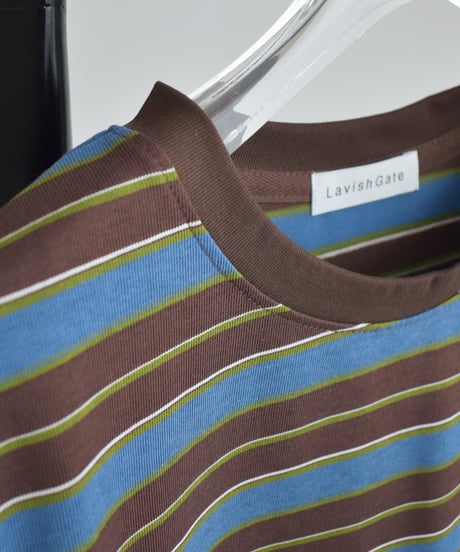 nh-tops-02615 Multi-Stripe T-Shirt Brown × Blue