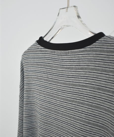 nh-tops-02639 Multi-Stripe Loose Cut Sewn Top 《2 Pattern Types》 Navy Gray