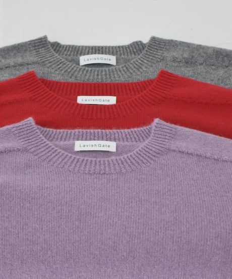 knit-02399 Wool Crew Neck Knit LightBlue Blue Mint Red Lavender Gray