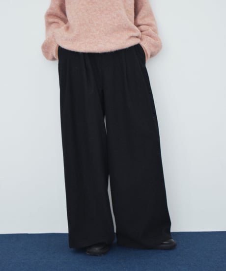 bottoms-02340 Relaxed Tuck Wide Pants 《2 Length Sizes》 Brown DarkGray