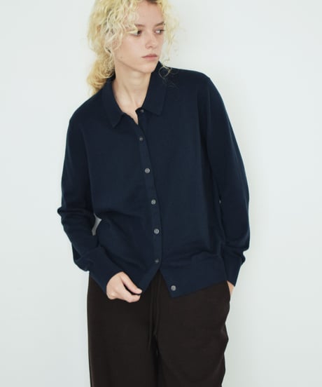 nh-knit-02398 Cotton Shirt Knit Navy Gray