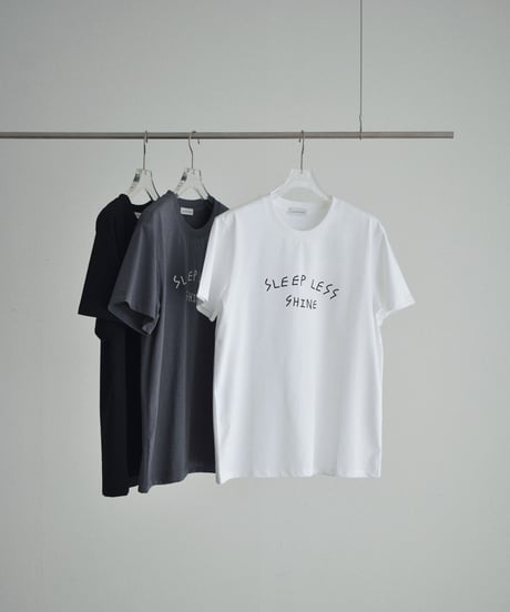 nh-tops-02621 Text Logo T-Shirt White Charcoal Black