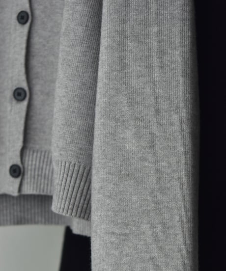 knit-02395 Crew Neck High-Gauge Knit Cardigan Gray Black