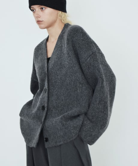 knit-02351　Oversized Knit Cardigan  Ecru Gray
