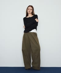 bottoms-02337 Waist Design Cocoon Pants Khaki Black