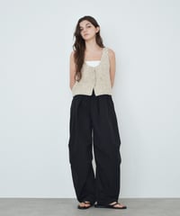 knit-02387  Bouclé Knit Vest  Ecru  Beige  Charcoal
