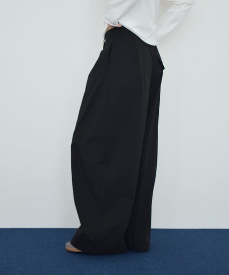 bottoms-02337 Waist Design Cocoon Pants Khaki Black