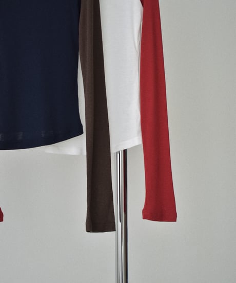 nh-tops-02635 Raglan Long Sleeve T-Shirt Brown×Navy Red×White