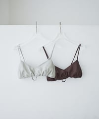 mb-tops-02620 Nylon Gathered Bustier Khak Gray Brown