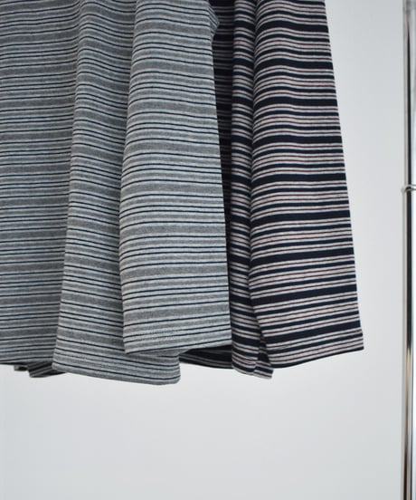 nh-tops-02639 Multi-Stripe Loose Cut Sewn Top 《2 Pattern Types》 Navy Gray