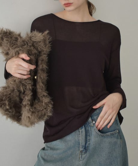 bag2-02665　Faux Fur Big Shoulder Bag　Brown
