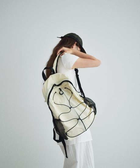 bag2-02680U Drawcord Backpack Ecru Black