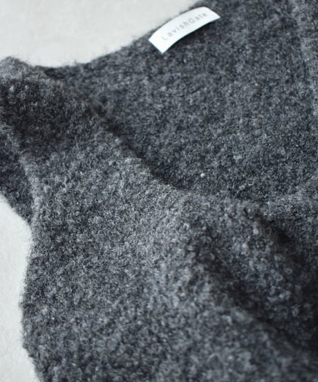 knit-02387  Bouclé Knit Vest  Ecru  Beige  Charcoal