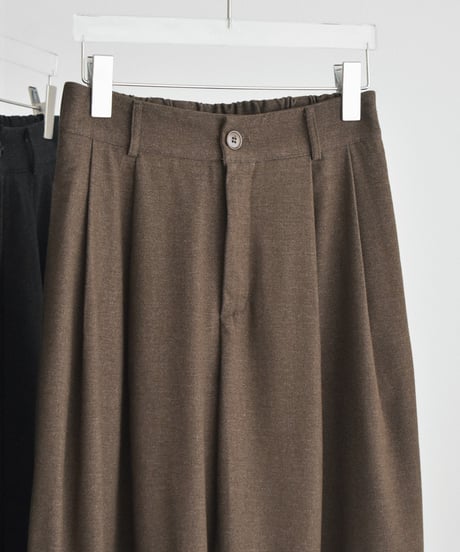 bottoms-02340 Relaxed Tuck Wide Pants 《2 Length Sizes》 Brown DarkGray