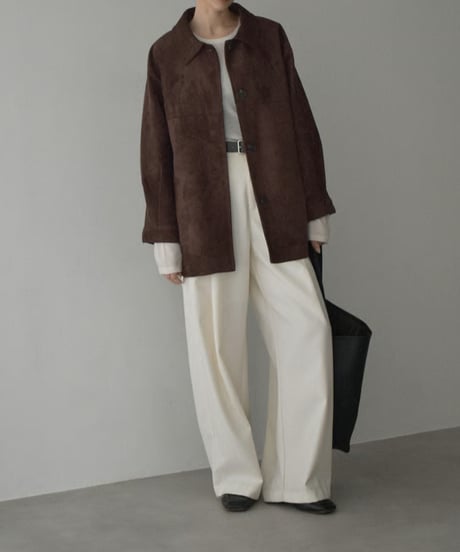 jacket-02024 Faux Suede Mid-Length Outer  Camel Brown