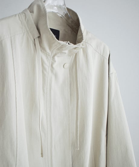 outer-02105 Stand Collar Balloon Blouson Ecru Brown Black