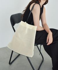 bag2-02679U Drawstring Mesh Tote Bag Ecru Black