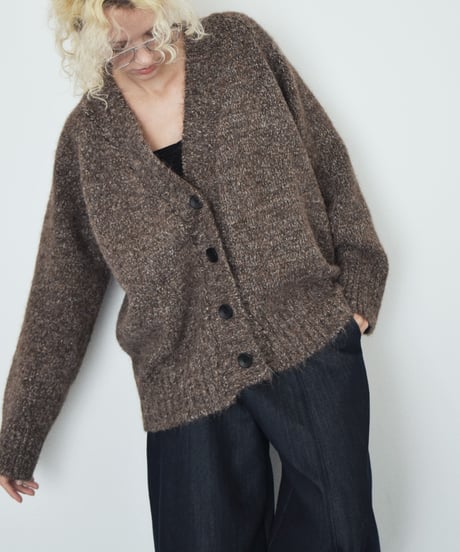 knit-02397 Over Knit Cardigan Pink Brown Blue Gray