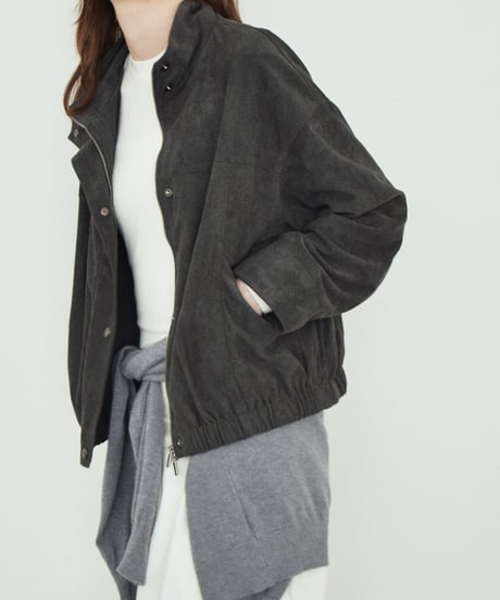 outer-02104 Suede-like Stand Blouson Camel Gray