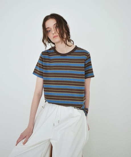 nh-tops-02615 Multi-Stripe T-Shirt Brown × Blue