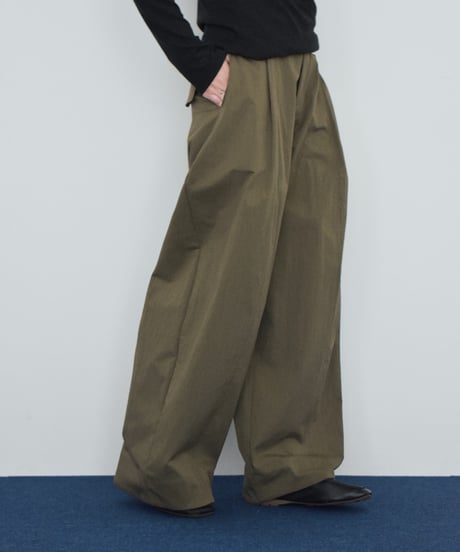 bottoms-02337 Waist Design Cocoon Pants Khaki Black