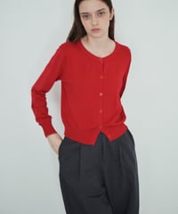 knit-02392 Crew Neck Knit Cardigan Red Gray Black