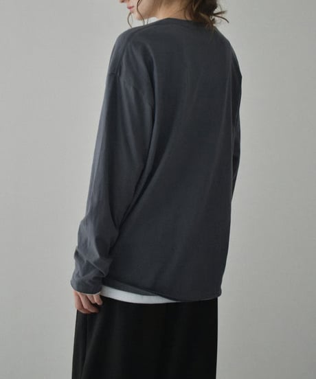 nh-tops-02565　Oversized Long-Sleeve T-Shirt  White Beige Charcoal Black