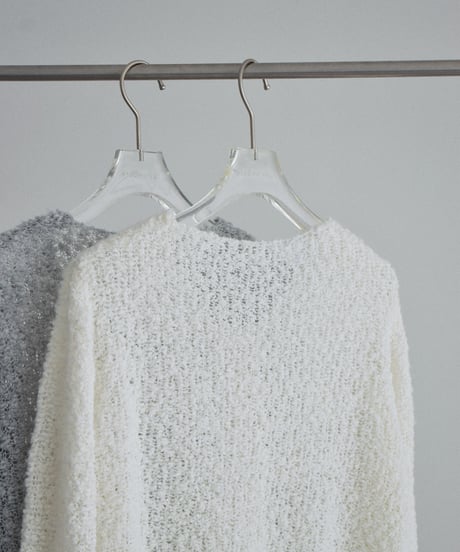knit-02391  Bouclé Compact Cardigan  Gray Off-White