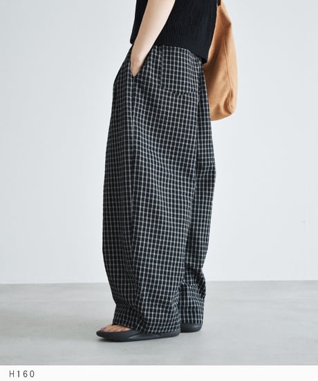 bottoms-02331 Checkered Volume Easy Pants Black